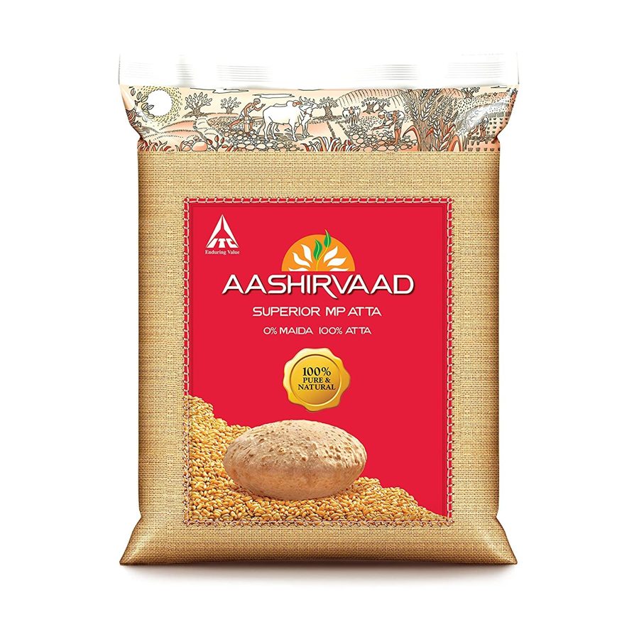 Bag of Aashirvaad whole wheat atta flour